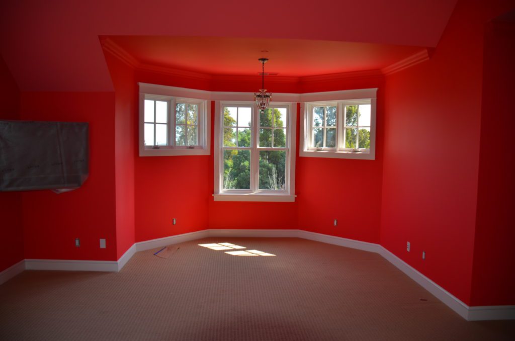 Image of room with bright red paint