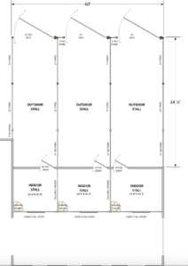 Floor plan of barn stalls with exterior runs